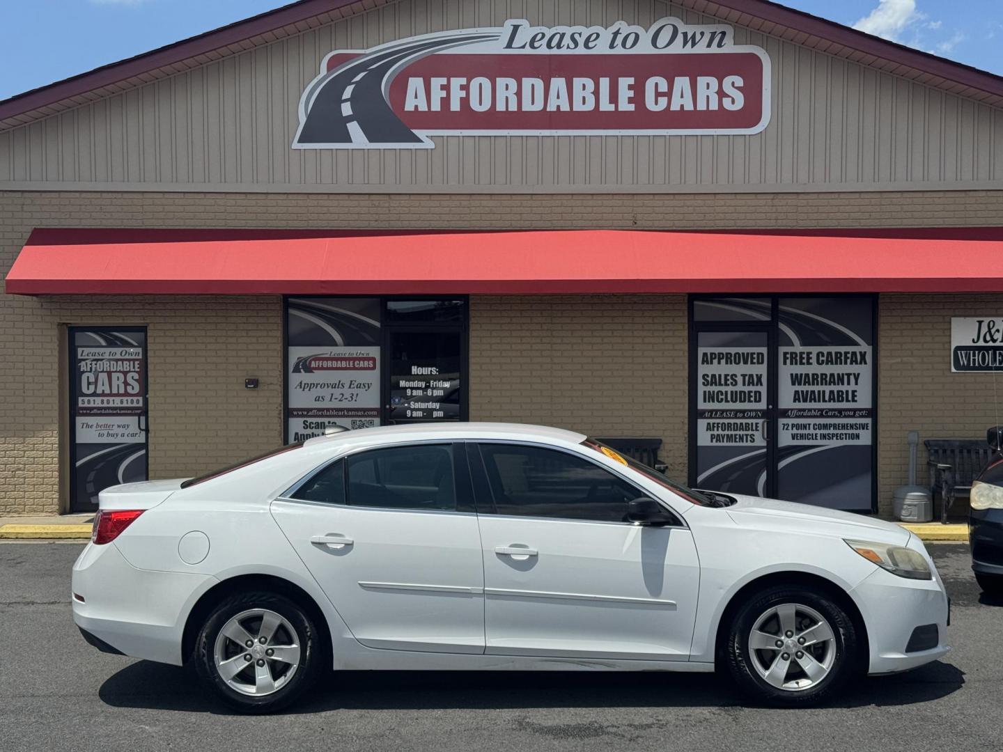 2013 White Chevrolet Malibu (1G11B5SA3DF) with an 4-Cyl, 2.5 Liter engine, Auto, 6-Spd w/OD and Man Md transmission, located at 8008 Warden Rd, Sherwood, AR, 72120, (501) 801-6100, 34.830078, -92.186684 - Photo#0