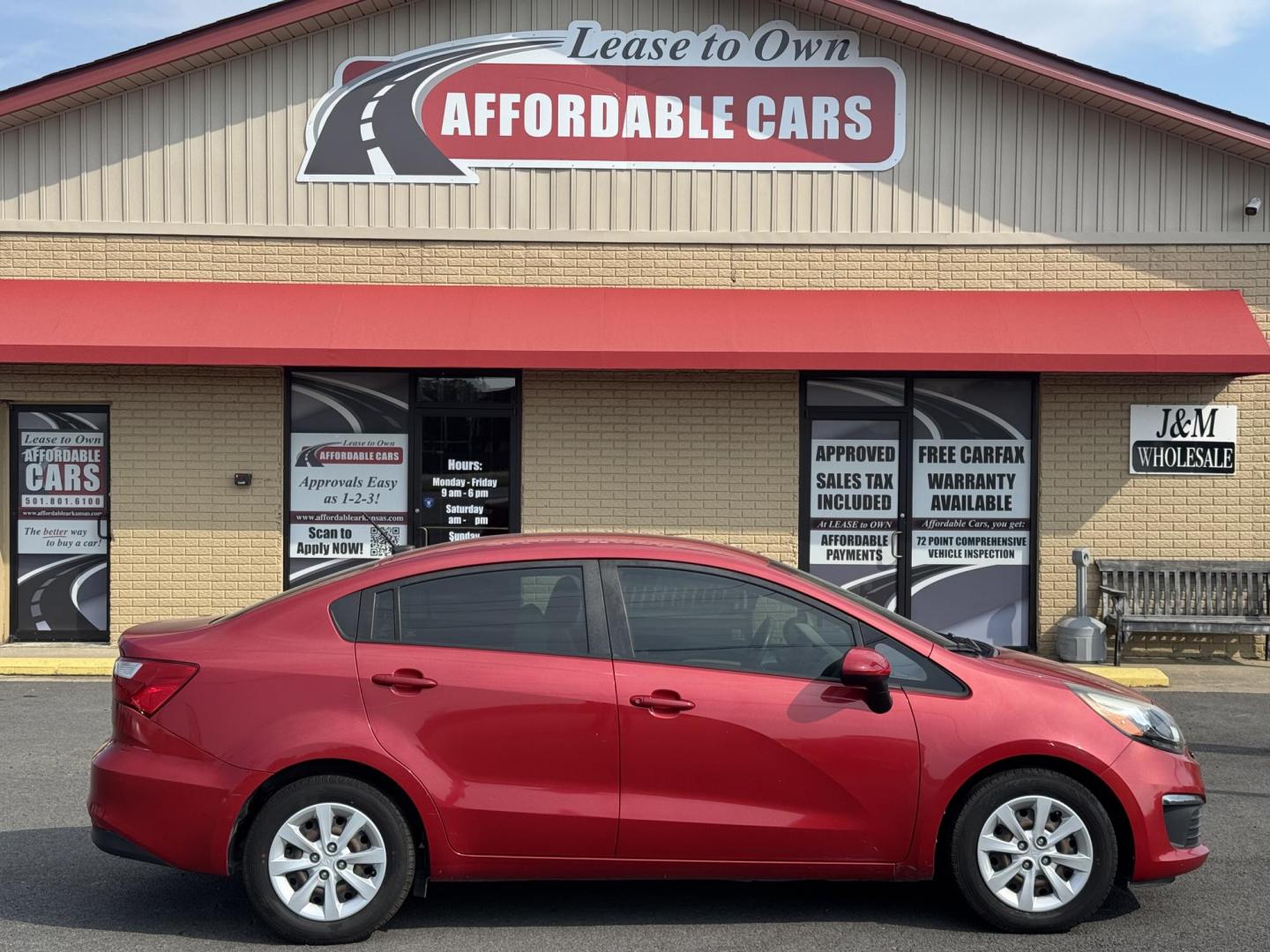 2017 Maroon Kia Rio (KNADM4A37H6) with an 4-Cyl, 1.6 Liter engine, Automatic, 6-Spd transmission, located at 8008 Warden Rd, Sherwood, AR, 72120, (501) 801-6100, 34.830078, -92.186684 - Photo#0